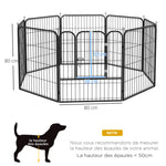 Luxe parc enclos modulable acier époxy porte verrouillable pour chiens, lapins, rongeurs, petits animaux, intérieur et extérieur 80 x 80 cm noir