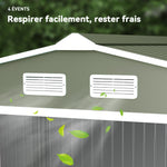 Casetta da giardino 5,4 m² 2,77 x 1,95 x 1,92 m kit di fondamenta porta scorrevole ventilazioni acciaio zincato, verde chiaro