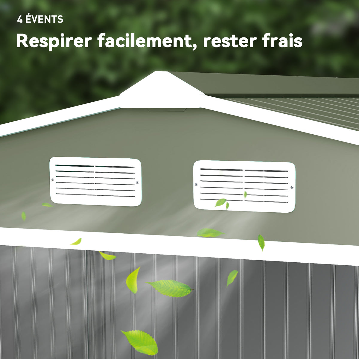 Casetta da giardino 5,4 m² 2,77 x 1,95 x 1,92 m kit di fondamenta porta scorrevole ventilazioni acciaio zincato, verde chiaro