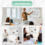 Tableau blanc magnétique cadre aluminium 60 x 45 cm avec feutres, effaceur et aimants