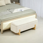 Panca contenitore, fondo letto imbottito, cerniere di sicurezza, gambe a U in legno di gomma stabile, crema
