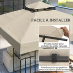 Toile pour tonnelle 3 x 3 m toile de rechange pour tonnelle à 2 niveaux protection UPF30+ trous de drainage crème