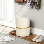 Poef voetenbank opbergkist van corduroy 36 x 36 x 44 cm voor woonkamer slaapkamer beige
