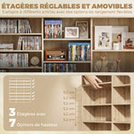 Meuble de rangement 1032 CDs / 594 DVDs, étagère multimédia, 24 compartiments et 18 étagères ajustables, chêne