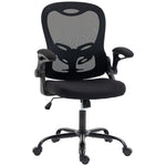 Chaise Bureau Ergonomique, Fauteuil de Bureau Maille, Accoudoirs Relevables, Hauteur Réglable, Fonction Bascule, Noir