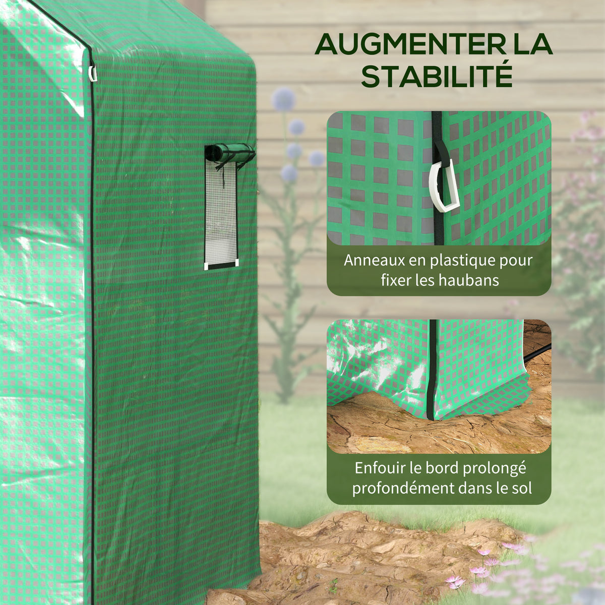 Telo di ricambio per serra da giardino 140 x 143 x 190 cm con finestra e porta con cerniera anti-UV