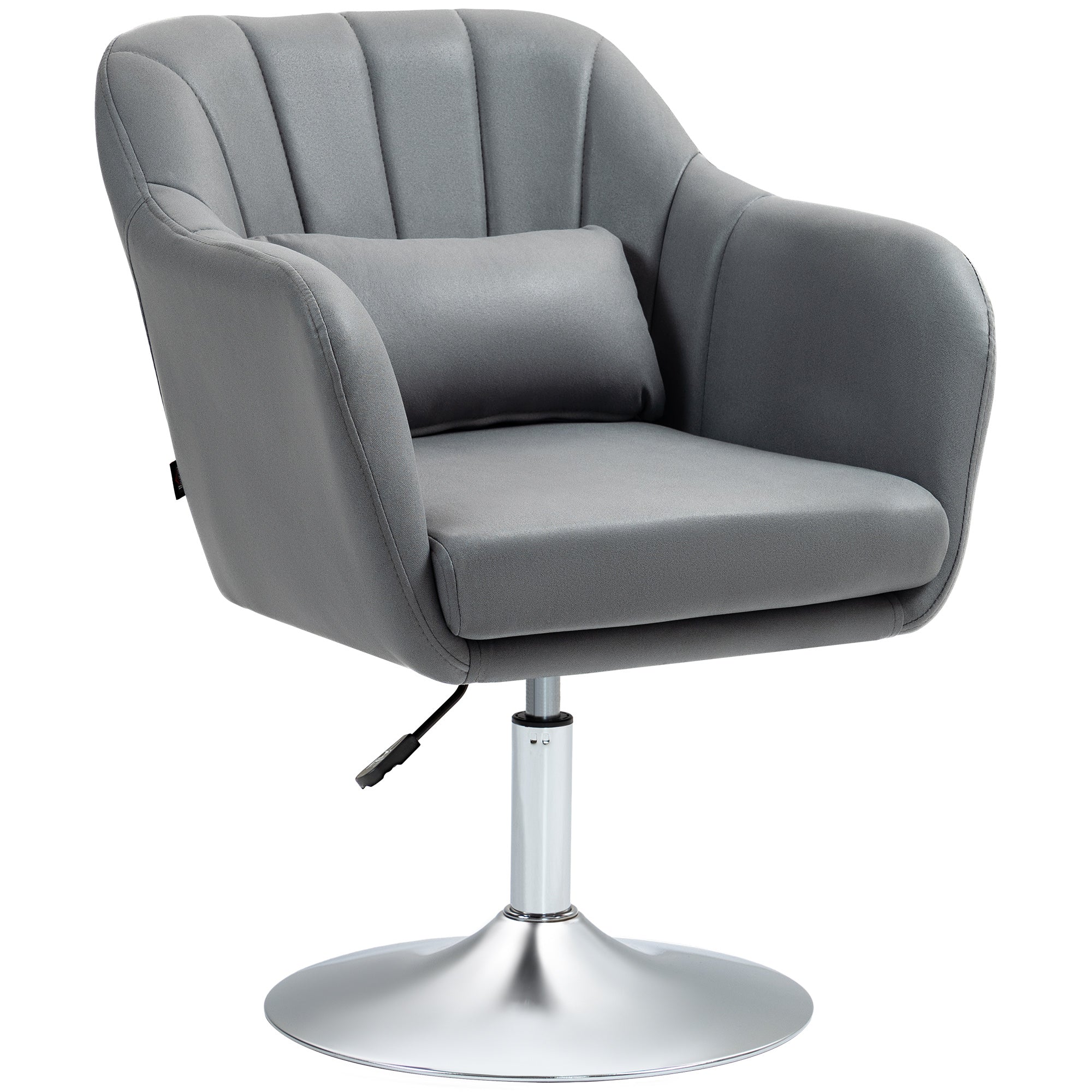 Fauteuil de salon coussins lombaires hauteur réglable pivotant 360° piètement en métal gris foncé
