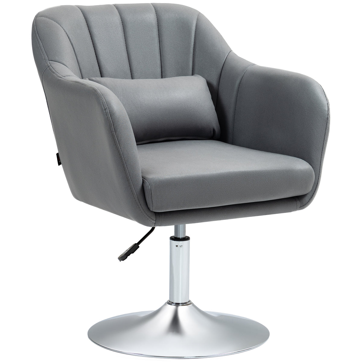 Fauteuil de salon coussins lombaires hauteur réglable pivotant 360° piètement en métal gris foncé