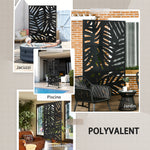 Panneau brise vue décoratif extérieur noir à motif végétal en métal - 122 x 45 x 198 cm