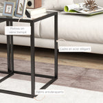 Lot de 2 tables basse gigogne, tables d'appoint empilable, plateau verre trempé cadre acier, patins antidérapants, noir