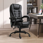 Fauteuil de Bureau Massant 7 Points, Chaise de Bureau Ergonomique avec Repose-pieds Rétractable, Dossier Inclinable 155°, Hauteur Réglable, Pivotant à 360°, télécommande Filaire, Noir