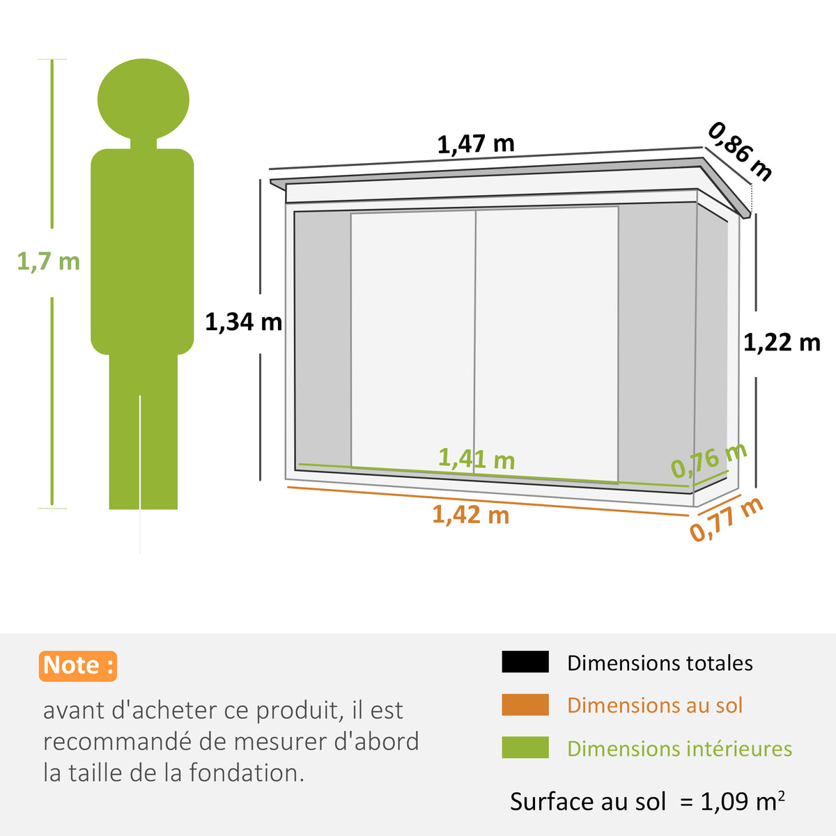 Abri de Jardin - cabane de jardin 1,09 m² - cabanon rangement outils 2 Portes verrouillables - dim. 147L x 86l x 134H cm - tôle d'acier Noir Blanc