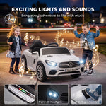 Voiture Électrique Enfants 12V Mercedes-Benz SL500, 3-5 km/h, 2 Moteurs, Télécommande 2,4G, pour 3-5 Ans, Blanc