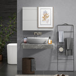 Armoire murale salle de bain avec miroir, meuble salle de bain, double portes et étagères réglables, 80x15x60cm, gris