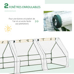 Mini Serre de Jardin Mini Serre Tunnel 270L x 90l x 90H cm Toit Pointu Acier PE Haute Densité 140 g/m² Anti-UV Fenêtres avec Zip Enroulables Blanc