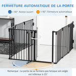 Barrière de Sécurité pour Cheminée, Parc Enclos Chien Pliable Modulable 8 Panneaux avec Porte, sans Perçage