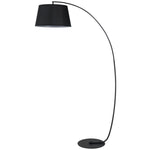 Lampe Lampadaire à Arc Salon Courbée - Lampe Arceau Moderne en Métal - Lampadaire sur Pied, Métal et Lin, Noir