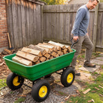 Garten-Handwagen Kippmulde 75° 125L Max. Traglast 200 Kg 4 Luftreifen Stahl PP Gelb Grün