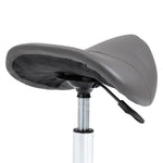 Kruk op wielen, massagekruk met in hoogte verstelbare zitting 49-61 cm en ergonomisch zadel, 360° draaibare werkstoel op wielen, voor massagesalon, tattoostudio, kliniek en spa, grijs