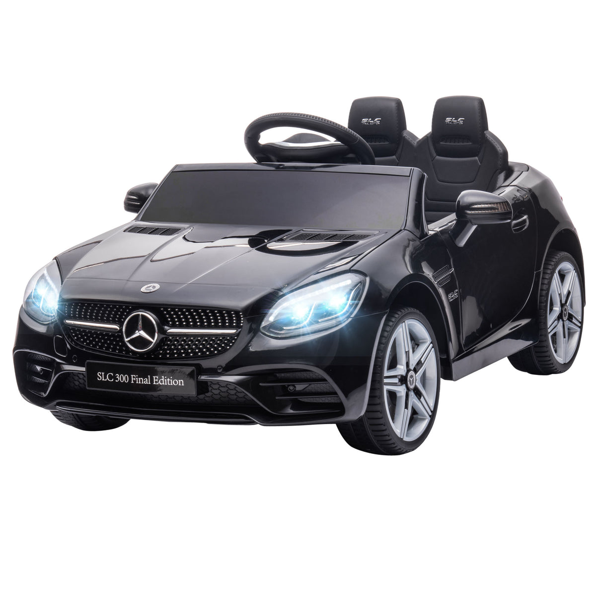 Voiture électrique enfants licence Mercedes SLC 300 12V V. Max. 5 Km/h effets sonores lumineux télécommande noir