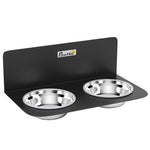 Gamelle Bol pour Chien Double Gamelle Support Mural 2 Bols Acier Inox 800ml Hauteur Réglable 42x23,5x14cm Noir