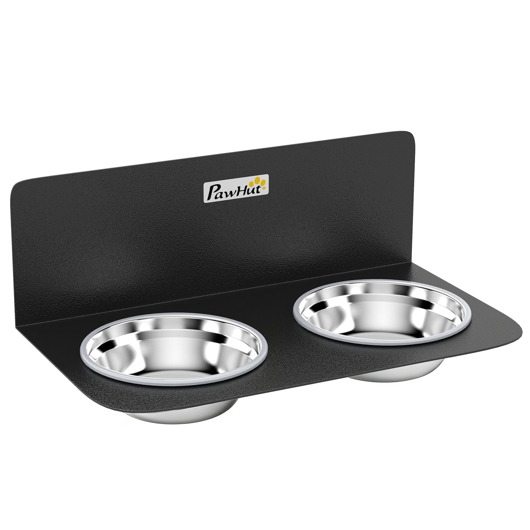 Gamelle Bol pour Chien Double Gamelle Support Mural 2 Bols Acier Inox 800ml Hauteur Réglable 42x23,5x14cm Noir