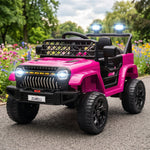Voiture électrique enfant 4x4 télécommande 2,4Ghz, 2 moteurs 12 V, vitesse réglable, musique, klaxon, lumières LED, noir