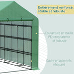 Serre de jardin serre d'hivernage avec étagères 3 niveaux porte enroulable tube en acier 244 x 180 x 210 cm vert