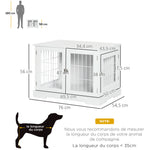 Cage pour chien animaux 2 en 1 table d'appoint meuble cage chien intérieur avec 2 portes verrouillables - dim. 76L x 54.5l x 56H cm - Métal et MDF