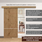 Kit Complet de Porte Coulissante en Bois, Quincaillerie Système Galandage pour Porte Épaisseur 35-45 mm, Charge Max. 75 kg, Rail, Roulettes, Vis, 200 x 3,05 cm, Brun