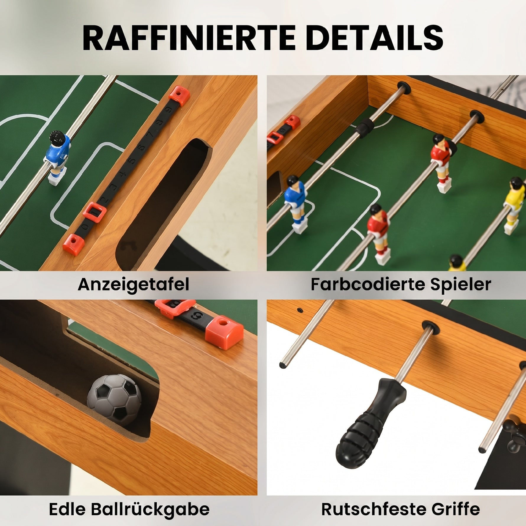 Baby-foot table de Babyfoot pliable dim. 98L x 42l x 62H cm 2 balles fournies MDF marron et noir