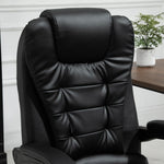 Fauteuil de Bureau Massant 7 Points, Chaise de Bureau Ergonomique avec Repose-pieds Rétractable, Dossier Inclinable 155°, Hauteur Réglable, Pivotant à 360°, télécommande Filaire, Noir