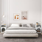 Lot de 2 tables de chevet, table de nuit avec compartiments ouverts, design arqué, 40 x 30 x 60 cm, blanc