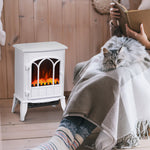 Cheminée électrique sur pied 1000/2000 W, fausse cheminée décorative avec effet flamme LED, blanc