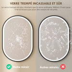 Miroir salle de bain éclairage LED 50x70cm, miroir lumineux salle de bain mural interrupteur tactile, lumière 3 couleurs