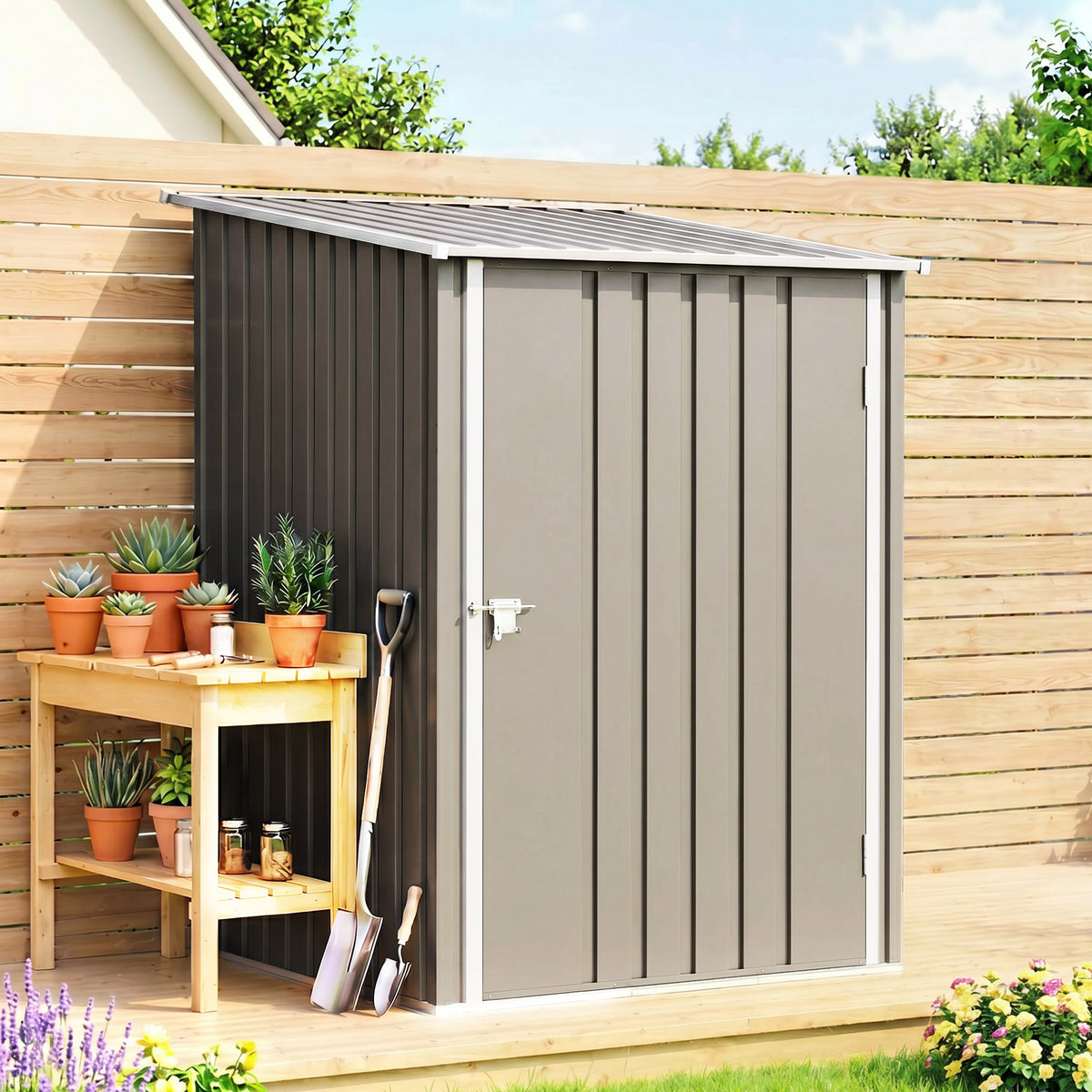 Abri de Jardin 1m² - Remise pour Outils - cabanon Porte verrouillable - dim. 1L x 1,03l x 1,6H m - tôle d'acier ondulée