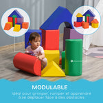 Parcours motricité bébé 11PCS, module motricité bébé en mousse EPE avec housse en revêtement synthétique, blocs mousse de construction, jouets éducatifs pour enfants de 1-3 ans, multicolore