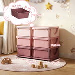 Organisateur de jouets pour enfants à 3 niveaux avec 6 tiroirs, boîtes de rangement en plastique, 75x37x56,5cm, rose