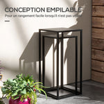 Lot de 2 supports pot de fleurs encastrables 2 hauteurs différentes 58,5 et 65 cm - acier noir