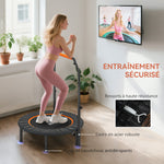 Fitness-Trampolin mit verstellbarem Haltegriff, klappbar, 6 Beine, 28 Federn, Ø 102 cm, schwarz-orange