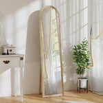 Miroir de sol arqué pleine longueur miroir sur pied cadre en effet imitation pierre pour salon chambre 40 x 160 cm beige