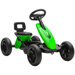 Kart à pédales pour enfants, karting enfant de 2 à 5 ans avec roues EVA silencieux, avancer et reculer, vert