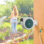 Enrouleur Tuyau Arrosage Mural 30 m x Ø 15 mm Dévidoir Automatique de Tuyaux d'Eau Rétractable Automatique gris