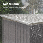 Abri de jardin 3,6 m² remise à outils avec kit de fondation en acier galvanisé 280 x 130 x 172 cm, gris clair