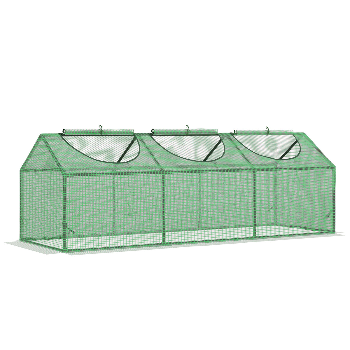 Serre de jardin mini serre 3 fenêtres enroulables couverture en PE haute densité 140 g/m² 180 x 60 x 60 cm vert foncé