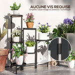 Support pour plantes 6 niveaux étagère plante ajustable et pliable en métal design sans vis porte 60 x 40 x 80 cm noir