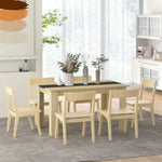 Table de salle à manger pour 6 personnes en bois aspect naturel et noir, dim. 140L x 90l x 75H cm