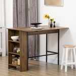 Centraal kookeiland bartafel met inklapbaar zijblad en 3 planken 120 x 76 x 91,4 cm bruin