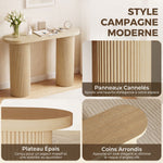 Table Console Cannelée, Rangement Dissimulé, Pieds Colonnes, Style Rustique, Console d'Entrée Étroite, 103x35x80cm Chêne-4
