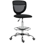 Chaise de bureau ergonomique en maille, chaise de dessin, hauteur et repose-pieds réglable, 59 x 59 x 106-126 cm, noir
